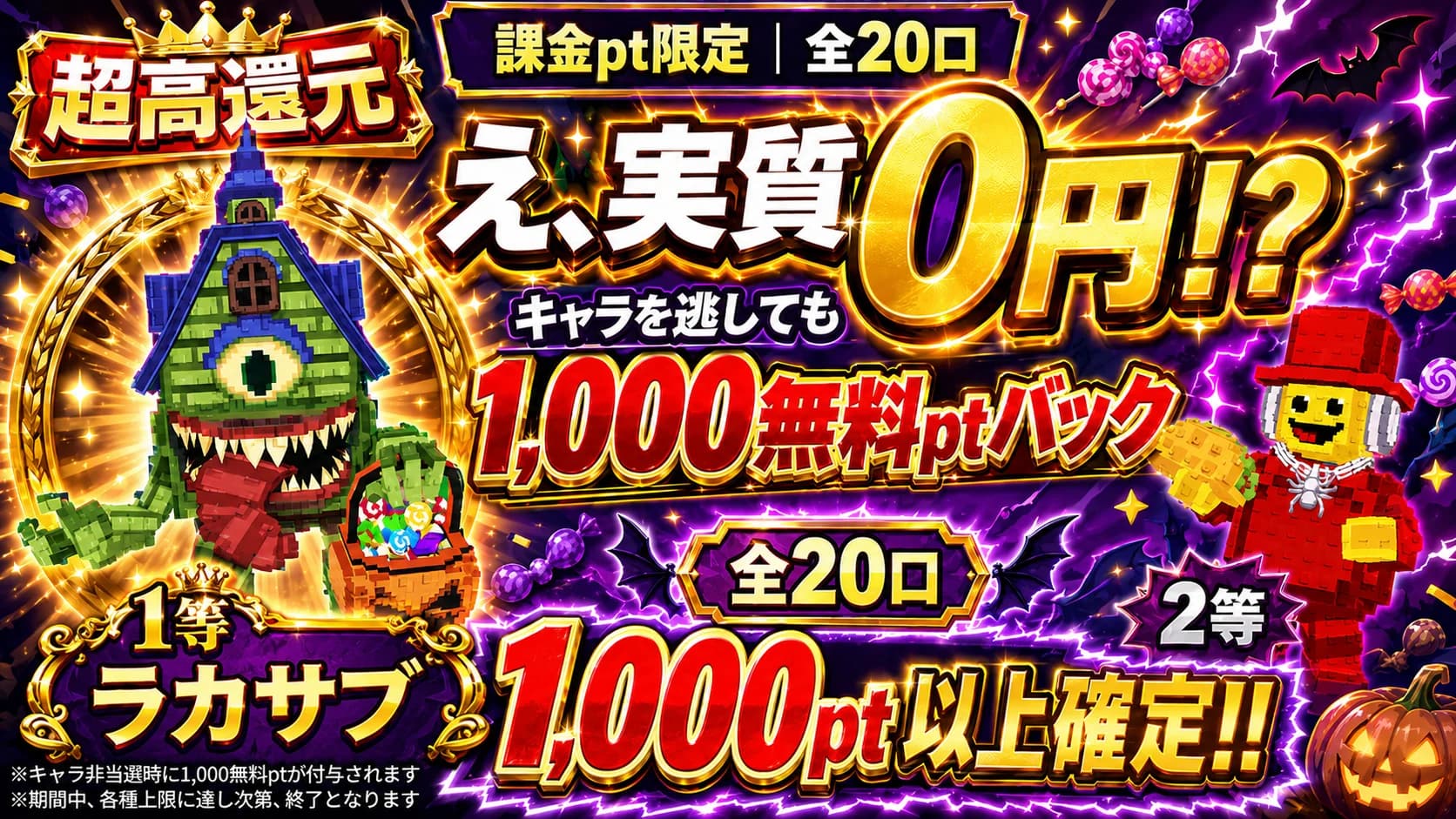 課金pt限定ガチャ 1口1,000課金pt × 全20口