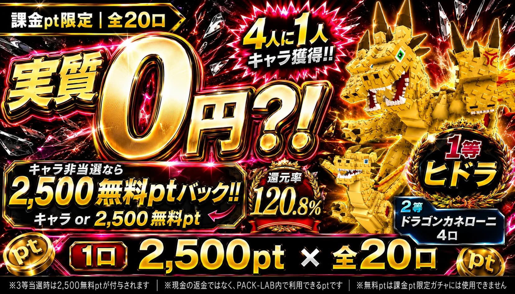 課金pt限定ガチャ 1口2,500課金pt × 全20口